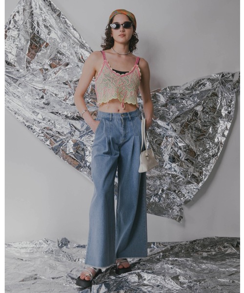 Solace（ソレイス）の「デザインニットキャミトップス（キャミソール・レディース・イエロー/グリーン/ネイビー・FREE）」の13枚目の写真