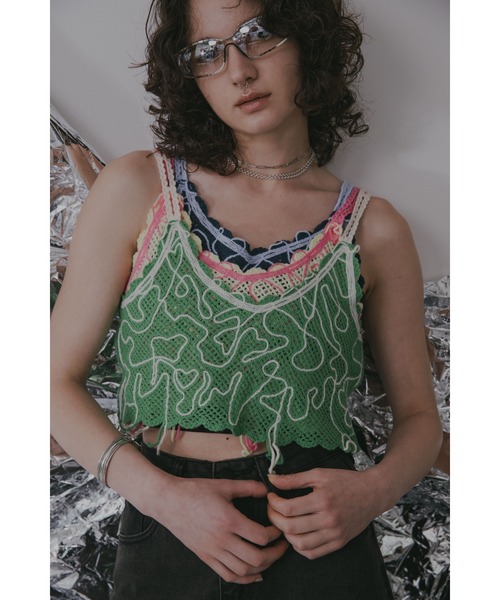 Solace（ソレイス）の「デザインニットキャミトップス（キャミソール・レディース・イエロー/グリーン/ネイビー・FREE）」の8枚目の写真