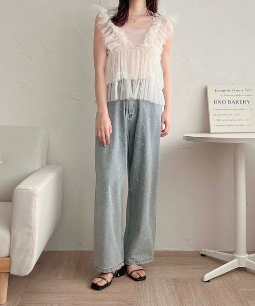 セール】【apres jour clair】チュールフリルトップス【ZOZOTOWN限定