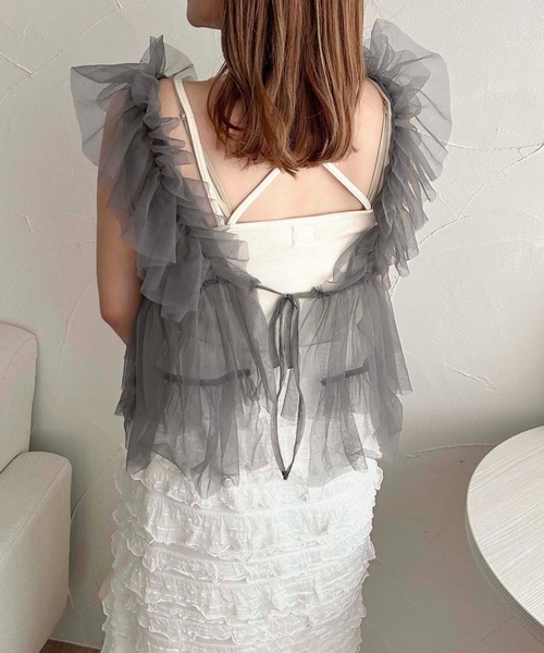 apres jour clair（アプレジュールクレア）の「【apres jour clair】チュールフリルトップス【ZOZOTOWN限定アイテム】（タンクトップ・レディース・アイボリー/チャコールグレー/ブルー系その他・フリー/X-LARGE）」の17枚目の写真