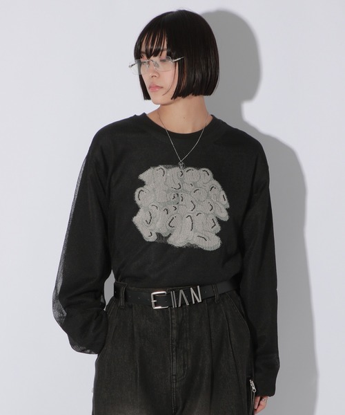 【セール】【UNISEX】シアーグラフィティニット（ニット/セーター）｜Anui（アニュイ）