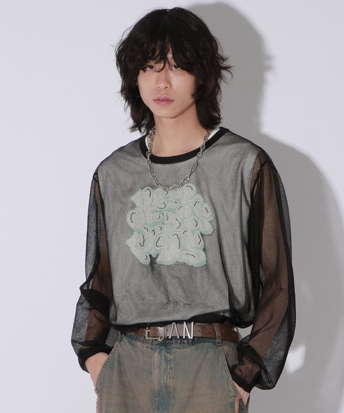 【セール】【UNISEX】シアーグラフィティニット（ニット/セーター）｜Anui（アニュイ）