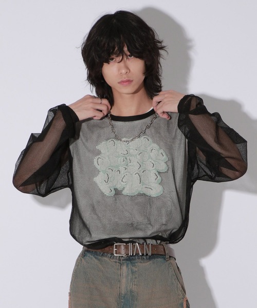 Anui（アニュイ）の「【UNISEX】シアーグラフィティニット（ニット/セーター・レディース・ブラック/ブルー・MEDIUM）」の4枚目の写真