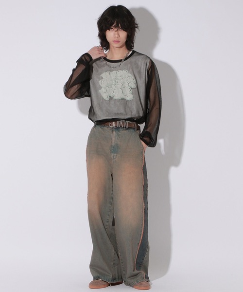【セール】【UNISEX】シアーグラフィティニット（ニット/セーター）｜Anui（アニュイ）