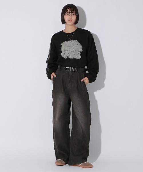 【セール】【UNISEX】シアーグラフィティニット（ニット/セーター）｜Anui（アニュイ）