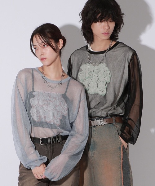 【セール】【UNISEX】シアーグラフィティニット（ニット/セーター）｜Anui（アニュイ）