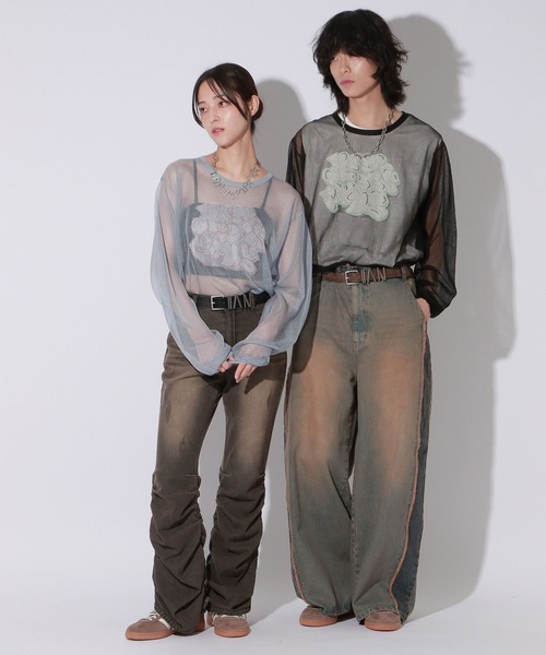 【セール】【UNISEX】シアーグラフィティニット（ニット/セーター）｜Anui（アニュイ）