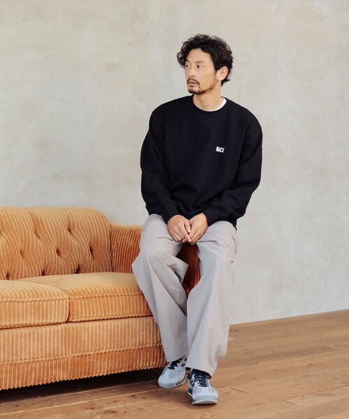B:MING by BEAMS（ビーミングバイビームス）の「エンブロイダリー NiCE ロゴ クルーネック スウェット（スウェット・メンズ・ブラック/グリーン・SMALL/MEDIUM/LARGE/X-LARGE）」の5枚目の写真
