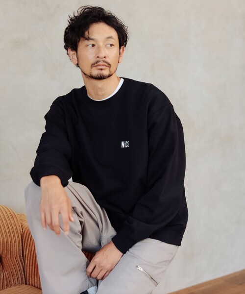 B:MING by BEAMS（ビーミングバイビームス）の「エンブロイダリー NiCE ロゴ クルーネック スウェット（スウェット・メンズ・ブラック/グリーン・SMALL/MEDIUM/LARGE/X-LARGE）」の6枚目の写真