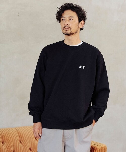 B:MING by BEAMS（ビーミングバイビームス）の「エンブロイダリー NiCE ロゴ クルーネック スウェット（スウェット・メンズ・ブラック/グリーン・SMALL/MEDIUM/LARGE/X-LARGE）」の7枚目の写真
