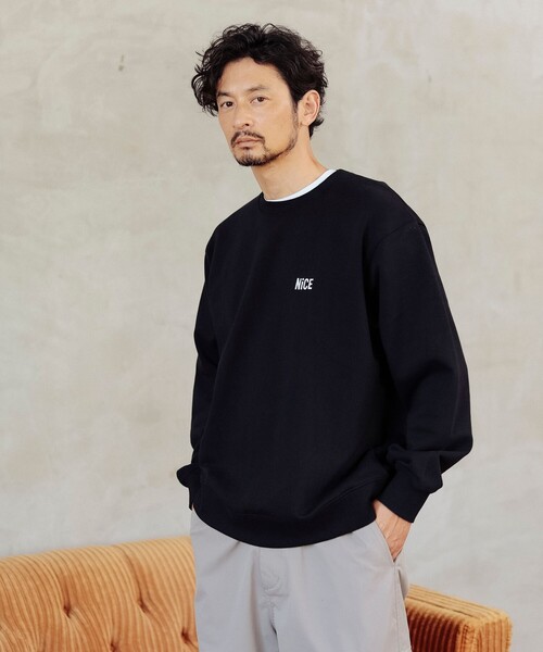 B:MING by BEAMS（ビーミングバイビームス）の「エンブロイダリー NiCE ロゴ クルーネック スウェット（スウェット・メンズ・ブラック/グリーン・SMALL/MEDIUM/LARGE/X-LARGE）」の8枚目の写真