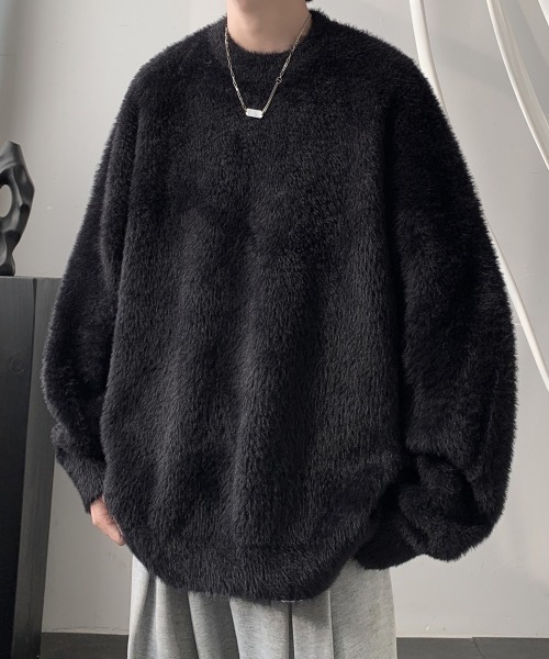 NEW GENTLEMAN(ニュージェントルマン)の「スティンキー シャギー クルーネック オーバーサイズニット(ニット/セーター・メンズ・ブラック/ホワイト/ブラウン・M/L)」の1枚目の写真