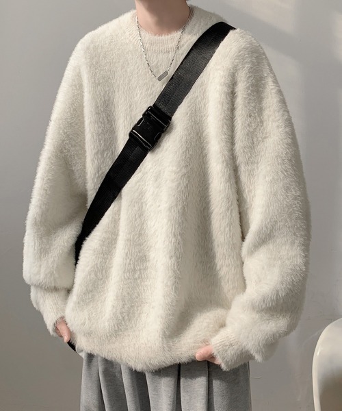 NEW GENTLEMAN(ニュージェントルマン)の「スティンキー シャギー クルーネック オーバーサイズニット(ニット/セーター・メンズ・ブラック/ホワイト/ブラウン・M/L)」の11枚目の写真