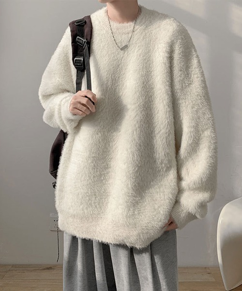 NEW GENTLEMAN(ニュージェントルマン)の「スティンキー シャギー クルーネック オーバーサイズニット(ニット/セーター・メンズ・ブラック/ホワイト/ブラウン・M/L)」の8枚目の写真