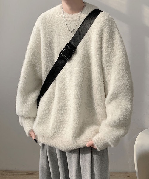 NEW GENTLEMAN(ニュージェントルマン)の「スティンキー シャギー クルーネック オーバーサイズニット(ニット/セーター・メンズ・ブラック/ホワイト/ブラウン・M/L)」の7枚目の写真
