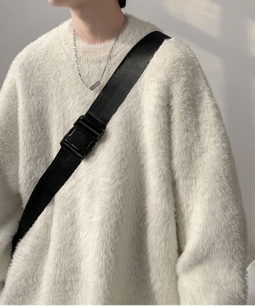 NEW GENTLEMAN(ニュージェントルマン)の「スティンキー シャギー クルーネック オーバーサイズニット(ニット/セーター・メンズ・ブラック/ホワイト/ブラウン・M/L)」の6枚目の写真