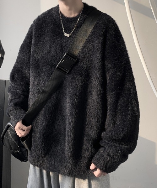 NEW GENTLEMAN(ニュージェントルマン)の「スティンキー シャギー クルーネック オーバーサイズニット(ニット/セーター・メンズ・ブラック/ホワイト/ブラウン・M/L)」の5枚目の写真