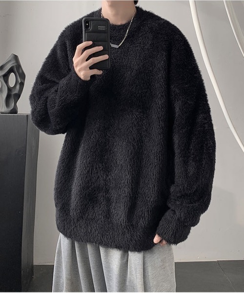 NEW GENTLEMAN(ニュージェントルマン)の「スティンキー シャギー クルーネック オーバーサイズニット(ニット/セーター・メンズ・ブラック/ホワイト/ブラウン・M/L)」の18枚目の写真