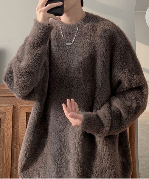 NEW GENTLEMAN(ニュージェントルマン)の「スティンキー シャギー クルーネック オーバーサイズニット(ニット/セーター・メンズ・ブラック/ホワイト/ブラウン・M/L)」の16枚目の写真
