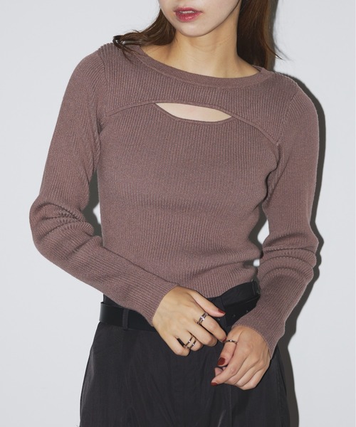 SETUP7(セットアップセブン)の「【SETUP7】crew neck front Slit Knit(ニット/セーター・レディース・グレイッシュブルー/ブラック/モカ・FREE)」の14枚目の写真