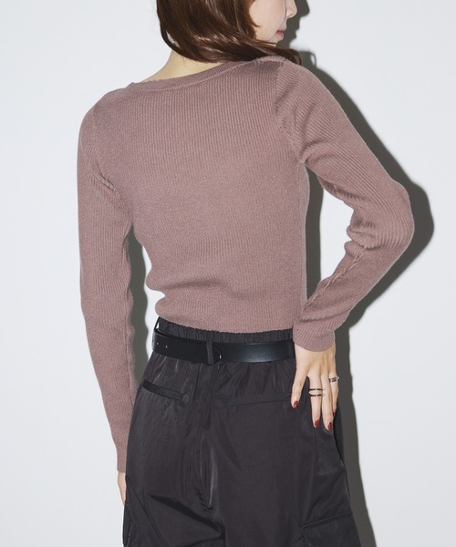 SETUP7(セットアップセブン)の「【SETUP7】crew neck front Slit Knit(ニット/セーター・レディース・グレイッシュブルー/ブラック/モカ・FREE)」の16枚目の写真