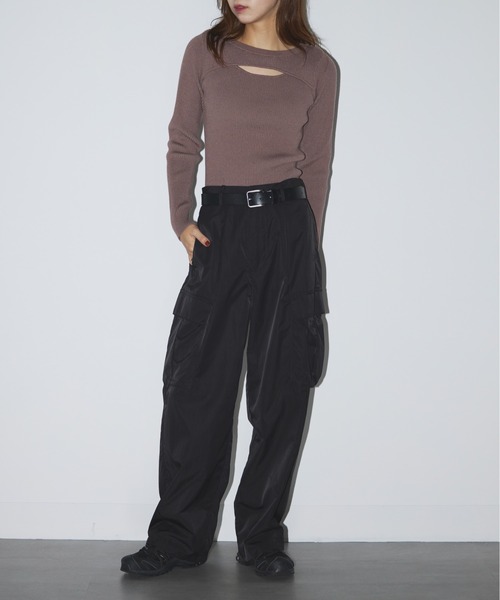 SETUP7(セットアップセブン)の「【SETUP7】crew neck front Slit Knit(ニット/セーター・レディース・グレイッシュブルー/ブラック/モカ・FREE)」の18枚目の写真
