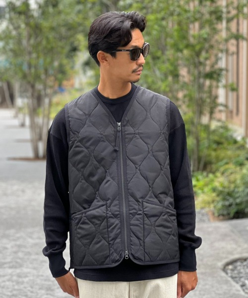 TAION】MILITARY W-ZIP V NECK DOWN VEST / ミリタリー Vネックジップ