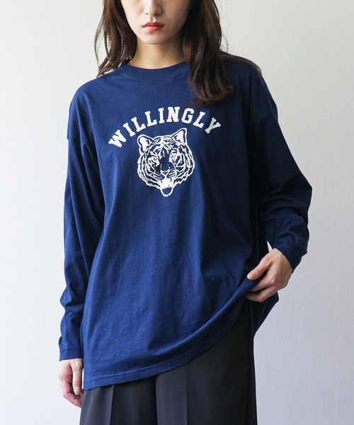 mili an deni(ミリアンデニ)の「カレッジプリントロンT(Tシャツ/カットソー・レディース・ネイビー/ブラック/チャコールグレー/オフホワイト・L/M)」の4枚目の写真