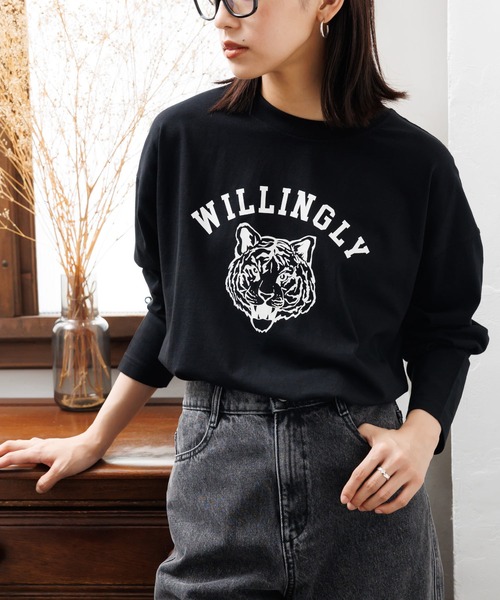 mili an deni(ミリアンデニ)の「カレッジプリントロンT(Tシャツ/カットソー・レディース・ネイビー/ブラック/チャコールグレー/オフホワイト・L/M)」の2枚目の写真