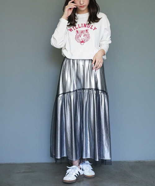 mili an deni(ミリアンデニ)の「カレッジプリントロンT(Tシャツ/カットソー・レディース・ネイビー/ブラック/チャコールグレー/オフホワイト・L/M)」の6枚目の写真