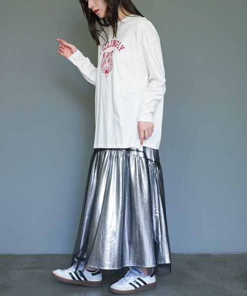 mili an deni(ミリアンデニ)の「カレッジプリントロンT(Tシャツ/カットソー・レディース・ネイビー/ブラック/チャコールグレー/オフホワイト・L/M)」の7枚目の写真