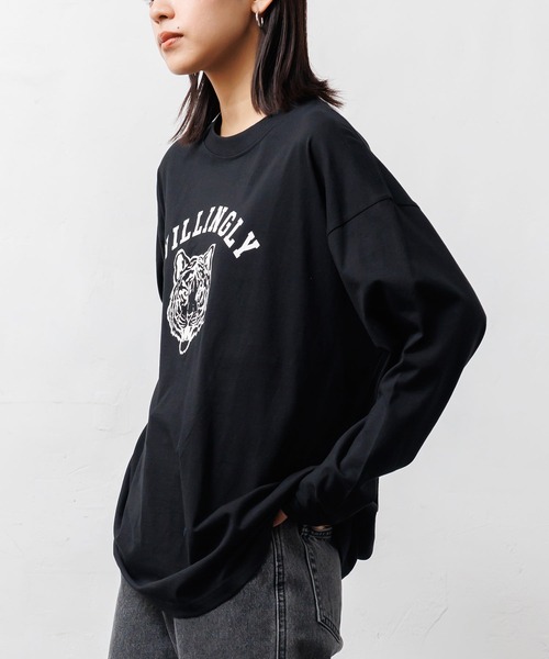 mili an deni(ミリアンデニ)の「カレッジプリントロンT(Tシャツ/カットソー・レディース・ネイビー/ブラック/チャコールグレー/オフホワイト・L/M)」の9枚目の写真