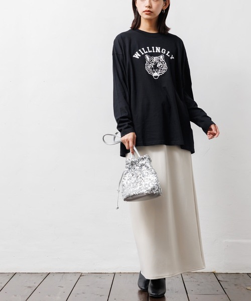 mili an deni(ミリアンデニ)の「カレッジプリントロンT(Tシャツ/カットソー・レディース・ネイビー/ブラック/チャコールグレー/オフホワイト・L/M)」の10枚目の写真