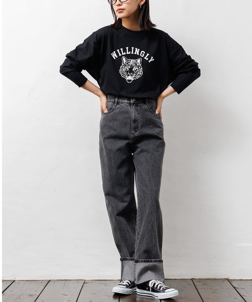 mili an deni(ミリアンデニ)の「カレッジプリントロンT(Tシャツ/カットソー・レディース・ネイビー/ブラック/チャコールグレー/オフホワイト・L/M)」の11枚目の写真