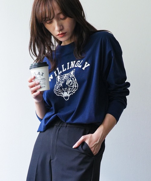 mili an deni(ミリアンデニ)の「カレッジプリントロンT(Tシャツ/カットソー・レディース・ネイビー/ブラック/チャコールグレー/オフホワイト・L/M)」の12枚目の写真