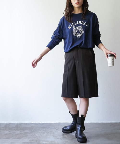 mili an deni(ミリアンデニ)の「カレッジプリントロンT(Tシャツ/カットソー・レディース・ネイビー/ブラック/チャコールグレー/オフホワイト・L/M)」の13枚目の写真