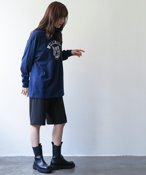 mili an deni(ミリアンデニ)の「カレッジプリントロンT(Tシャツ/カットソー・レディース・ネイビー/ブラック/チャコールグレー/オフホワイト・L/M)」の14枚目の写真