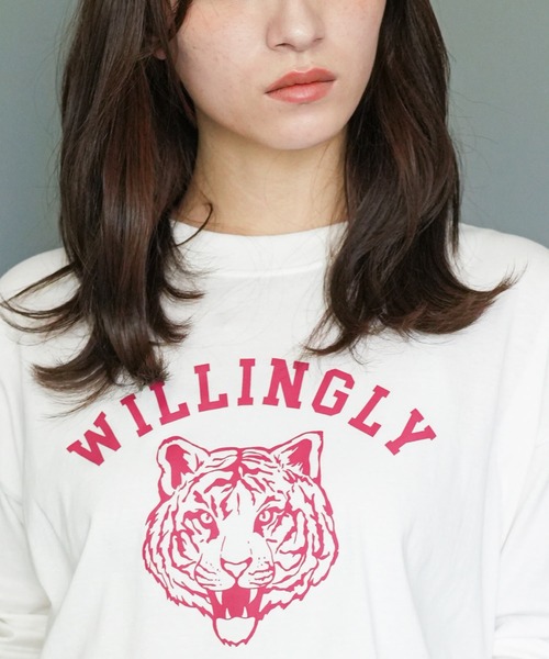 mili an deni(ミリアンデニ)の「カレッジプリントロンT(Tシャツ/カットソー・レディース・ネイビー/ブラック/チャコールグレー/オフホワイト・L/M)」の16枚目の写真