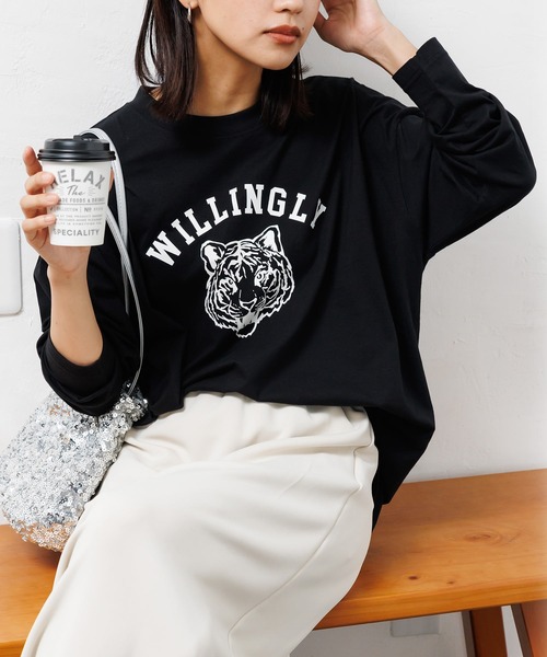 mili an deni(ミリアンデニ)の「カレッジプリントロンT(Tシャツ/カットソー・レディース・ネイビー/ブラック/チャコールグレー/オフホワイト・L/M)」の17枚目の写真
