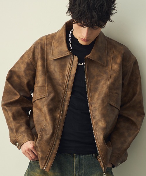 【Spielio】ヴィンテージライク合皮ブルゾン Spielio（シュピーリオ）の「【Spielio】vintage like blouson