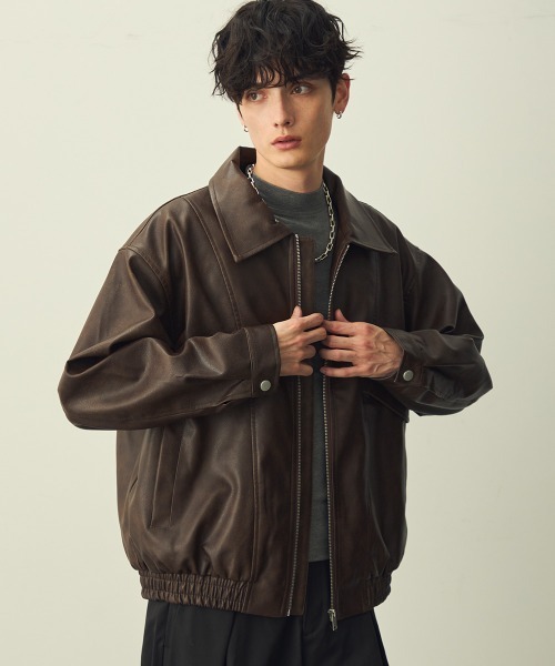 【Spielio】ヴィンテージライク合皮ブルゾン Spielio（シュピーリオ）の「【Spielio】vintage like blouson