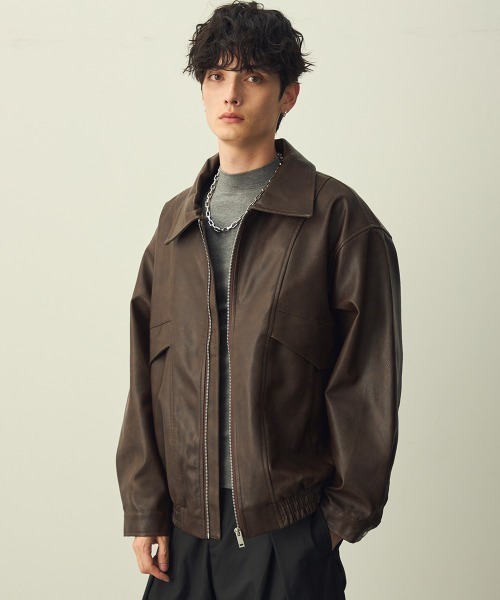 【Spielio】ヴィンテージライク合皮ブルゾン Spielio（シュピーリオ）の「【Spielio】vintage like blouson