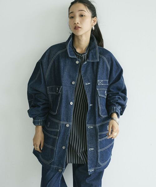 CRAFT STANDARD BOUTIQUE（クラフトスタンダードブティック）の「デニムワークジャケット（デニムジャケット・レディース・ブラック/ダークインディゴブルー・L/XL/M）」の5枚目の写真