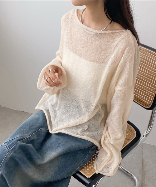 United store(ユナイテッドストア)の「シアーニットプルオーバー(ニット/セーター・レディース・ホワイト/キャメル/ブルー・FREE)」の18枚目の写真