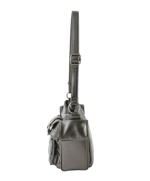 X-girl（エックスガール）の「MULTI POCKET FAUX LEATHER HAND BAG（ハンドバッグ・レディース・グレー/ブラック・ONE SIZE）」の9枚目の写真