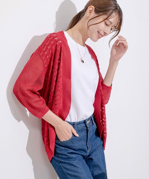 Jayro(ジャイロ)の「デザインメッシュニットカーディガン(カーディガン/ボレロ・レディース・ブラック/ワイン/ホワイト/グリーン・FREE)」の18枚目の写真