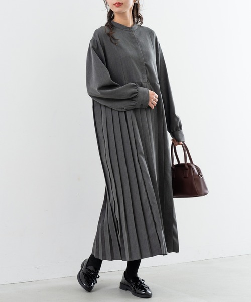 refinedworks(リファインドワークス)の「※新色追加※【refinedworks】人気の セミ オケージョン プリーツ ワンピース(ワンピース・レディース・ブラック/チャコールグレー/ネイビー・FREE)」の5枚目の写真