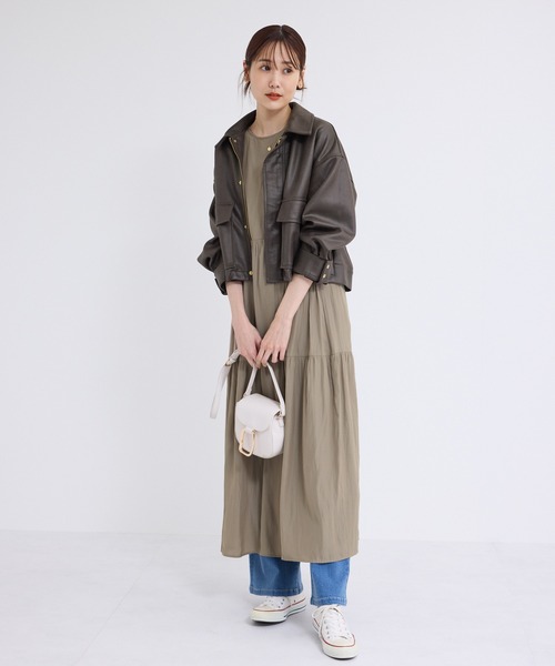 【ダイアグラム】ベージュ ティアードロングワンピース ダイアグラム】ベージュ ティアードロングワンピース