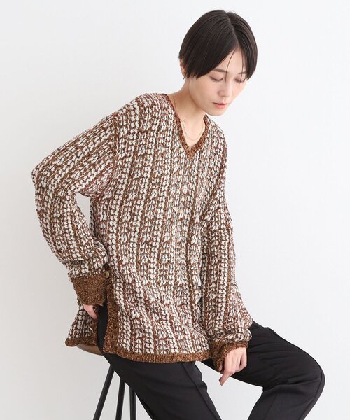 【セール】【洗える／映え】ツイーディーVネックニット（ニット/セーター）｜INDIVI（インディヴィ） 6,584円