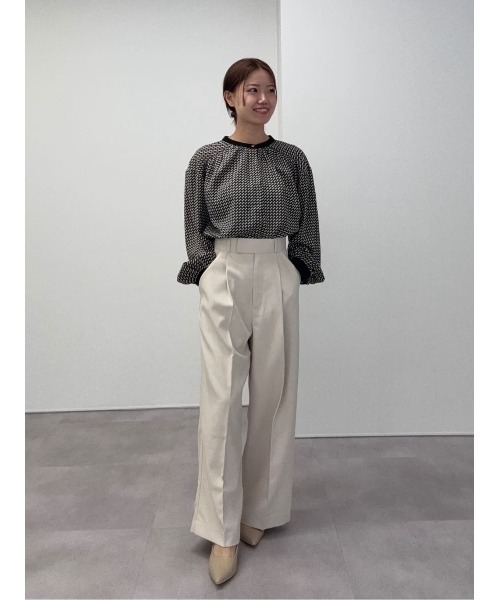 よむぞう セール】ソフトツイルタックワイドパンツ【洗濯機洗い可】（その他